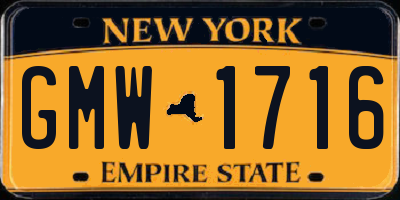 NY license plate GMW1716