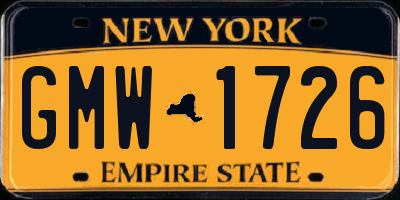 NY license plate GMW1726