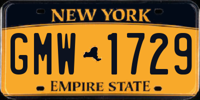 NY license plate GMW1729