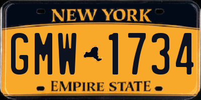 NY license plate GMW1734