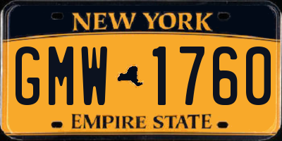 NY license plate GMW1760
