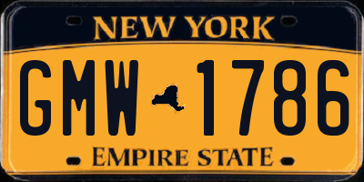 NY license plate GMW1786