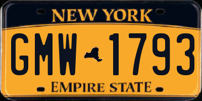 NY license plate GMW1793