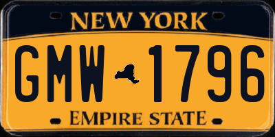 NY license plate GMW1796