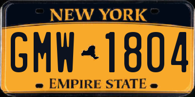 NY license plate GMW1804