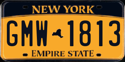 NY license plate GMW1813