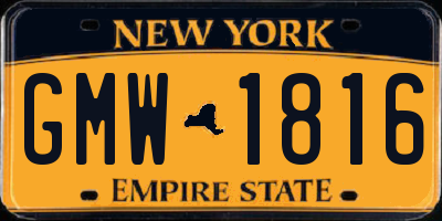 NY license plate GMW1816