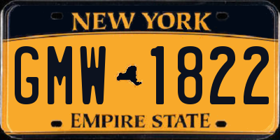 NY license plate GMW1822