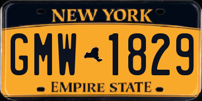 NY license plate GMW1829
