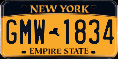 NY license plate GMW1834