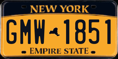 NY license plate GMW1851