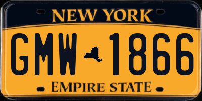 NY license plate GMW1866