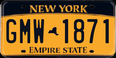 NY license plate GMW1871