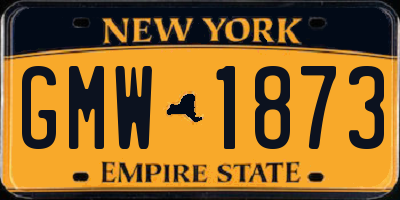 NY license plate GMW1873