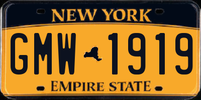 NY license plate GMW1919