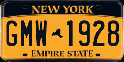 NY license plate GMW1928