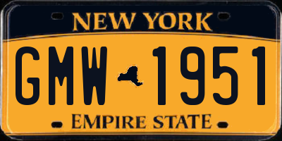 NY license plate GMW1951