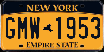 NY license plate GMW1953
