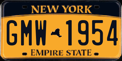 NY license plate GMW1954