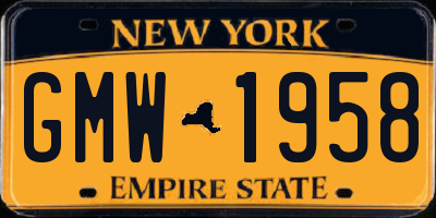 NY license plate GMW1958