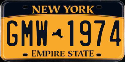 NY license plate GMW1974