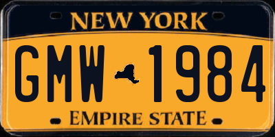 NY license plate GMW1984