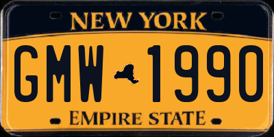 NY license plate GMW1990