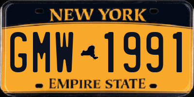 NY license plate GMW1991