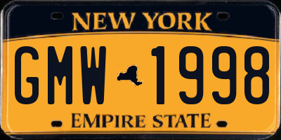 NY license plate GMW1998