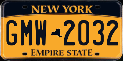 NY license plate GMW2032