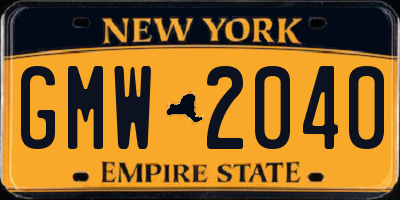 NY license plate GMW2040