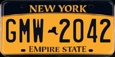 NY license plate GMW2042