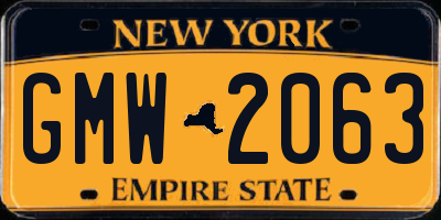 NY license plate GMW2063