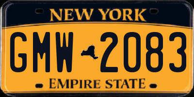 NY license plate GMW2083