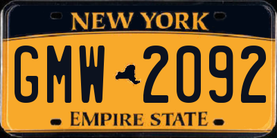 NY license plate GMW2092