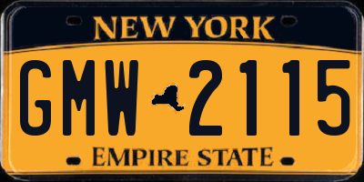 NY license plate GMW2115