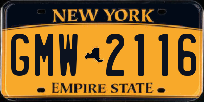 NY license plate GMW2116