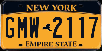 NY license plate GMW2117