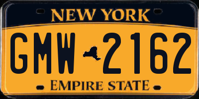 NY license plate GMW2162