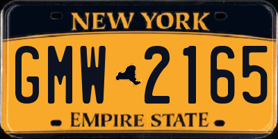 NY license plate GMW2165