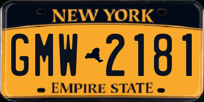 NY license plate GMW2181
