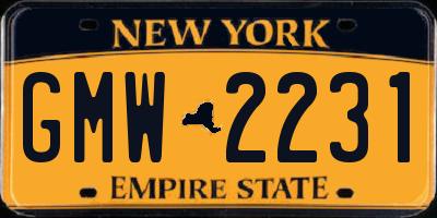 NY license plate GMW2231