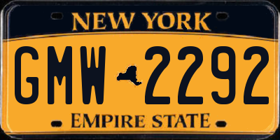 NY license plate GMW2292