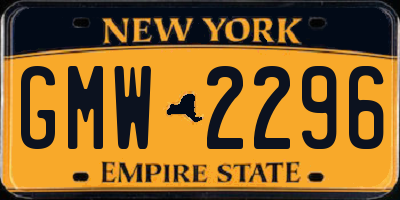 NY license plate GMW2296