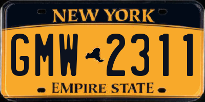 NY license plate GMW2311