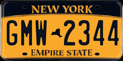 NY license plate GMW2344