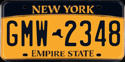 NY license plate GMW2348