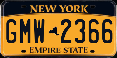 NY license plate GMW2366