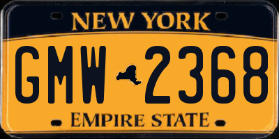 NY license plate GMW2368