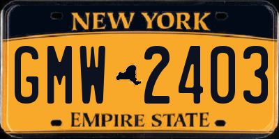 NY license plate GMW2403